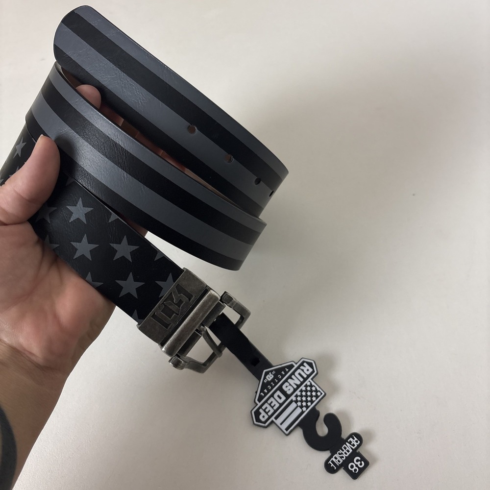 NWT Runs Deep Tactical Mens Reversible Belt Size 38 US Flag Stars & Stripes
